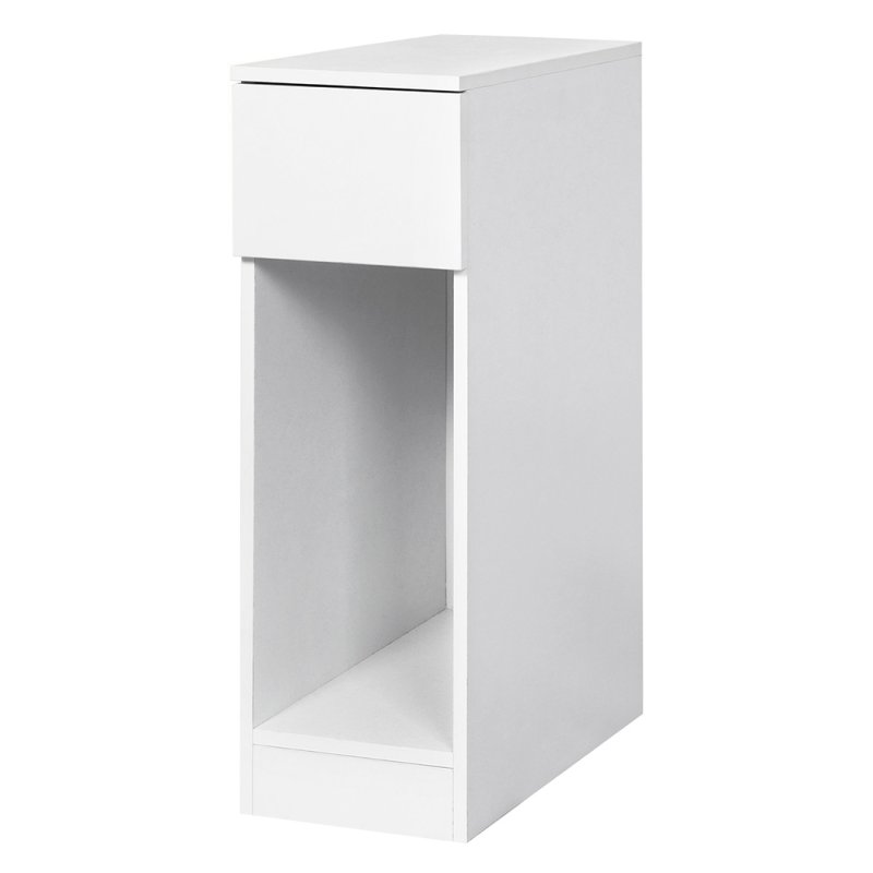 Levede Bedside Table Cabinet Narrow Slim Side Cabinet White Drawer Open Shelf