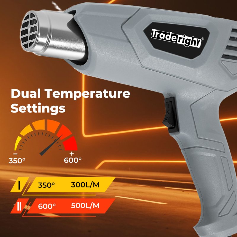 Traderight 2000W Heat Gun Hot Air Blower 2 Temperature Paint Remover 4 Nozzles