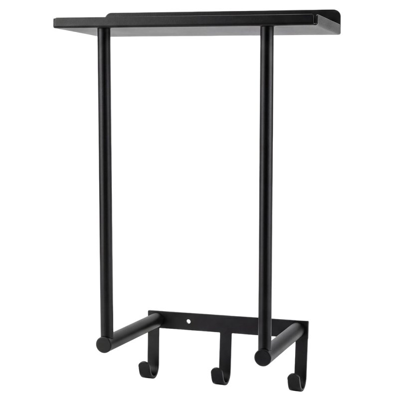 Levede Towel Rack Wall Mounted Shelf Bathroom Storage Holder with Hooks Black