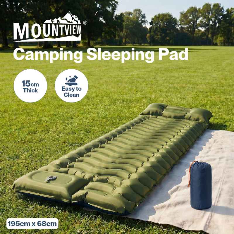 Mountview Camping Sleeping Pad Ultralight Inflatable Mat Built In Pump Packable