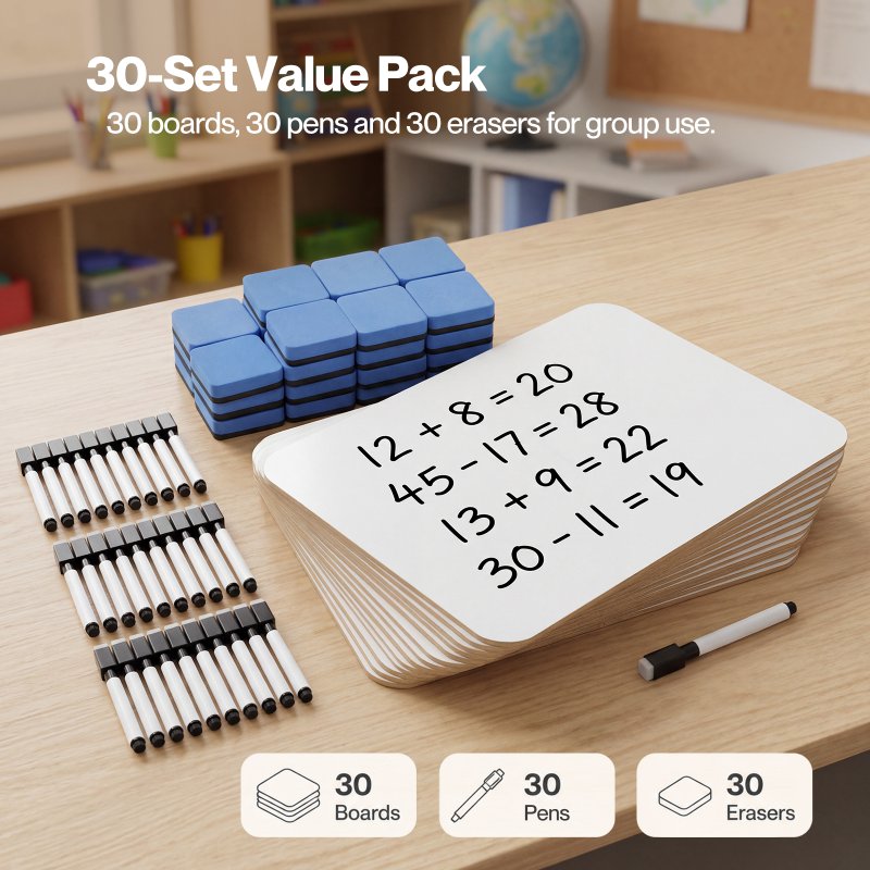 Levede Mini Whiteboard 30 Pack White Boards With Pens Erasers Classroom White