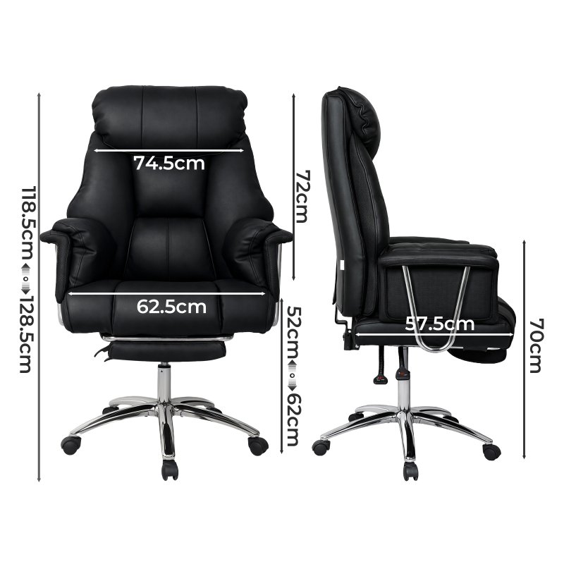 Executive Office Chair Heavy Duty Wide Spring Cushion Recliner Footrest 150kg