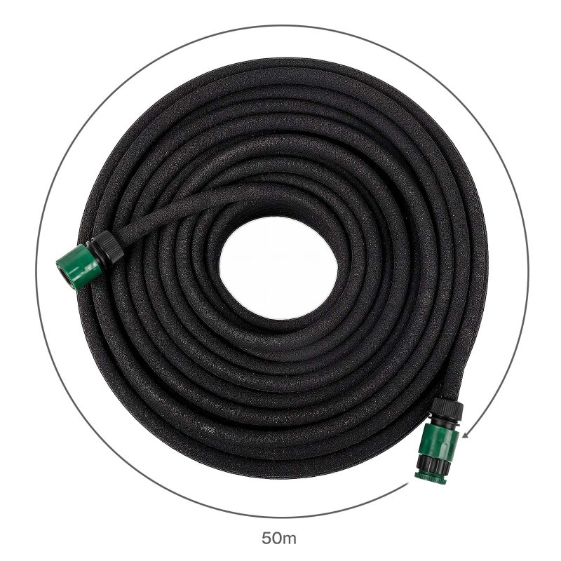 Traderight Soaker Hose 50m Drip Irrigation Deep Root Watering For Gardens Black