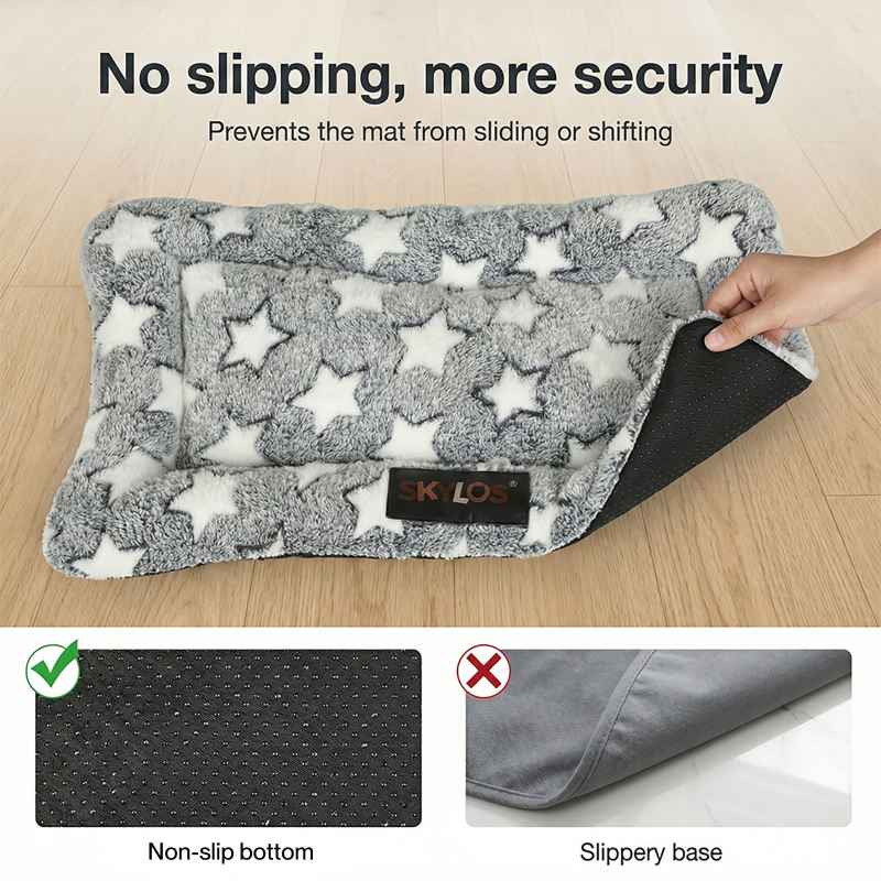 Skylos Dog Bed Arctic Fleece Soft Pet Cushion Mattress Small Dog Puppy Crate Mat