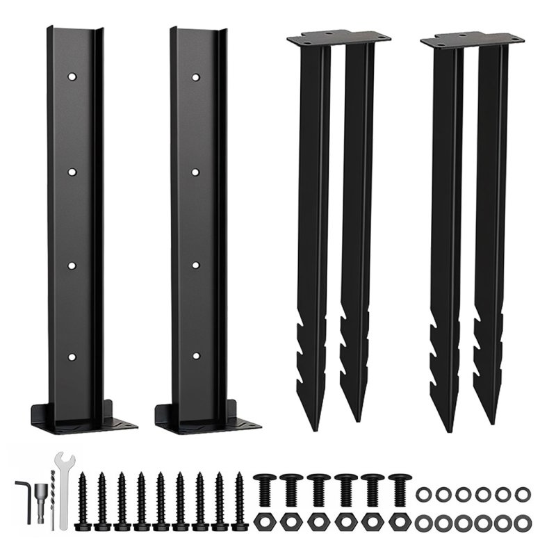 Traderight Fence Post Repair Stakes Kit Powder-Coated Metal Garden Fence Support