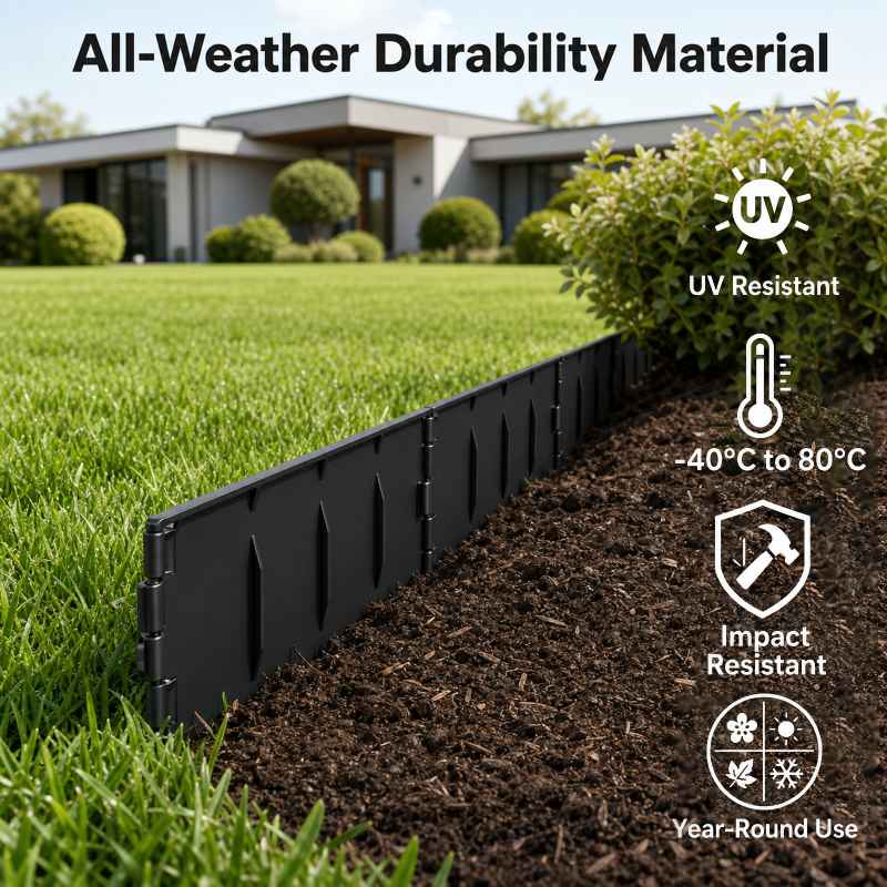 Lambu Lawn Edging, Garden Edging Border, Flexible PP PE Modular Black, 178pc