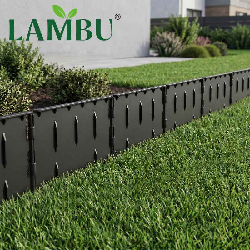 Lambu Lawn Edging, Garden Edging Border, Flexible PP PE Modular Black, 178pc