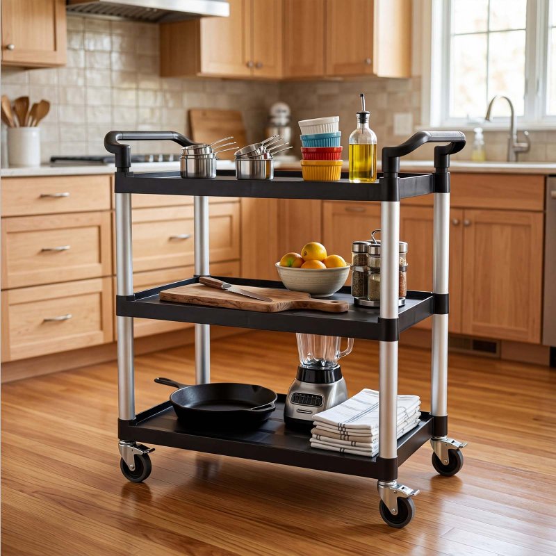 Levede Tool Trolley 3 Tier Rolling Storage Cart Multi-functional Workplace Black