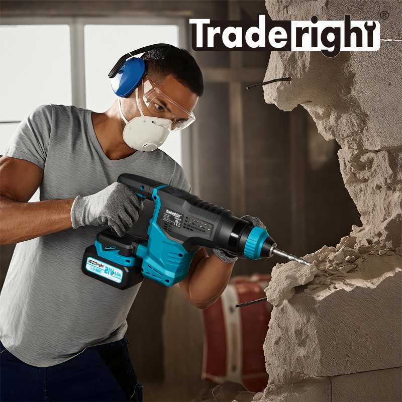 Traderight 21V Cordless Rotary Hammer Drill SDS Plus Concrete Impact Drill Tool