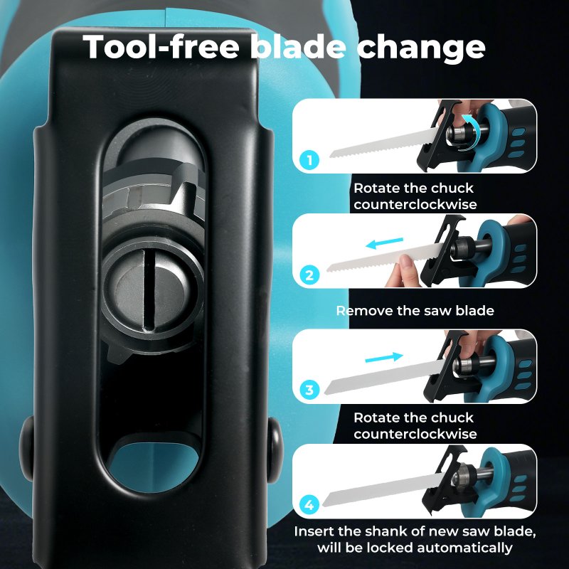 Traderight Cordless Reciprocating Saw Set For Wood Metal 2 Battery Safety Goggle
