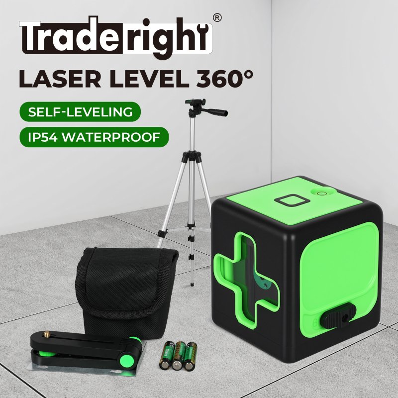 Traderight Green Laser Level Self Leveling IP54 Water Resist with Tripod