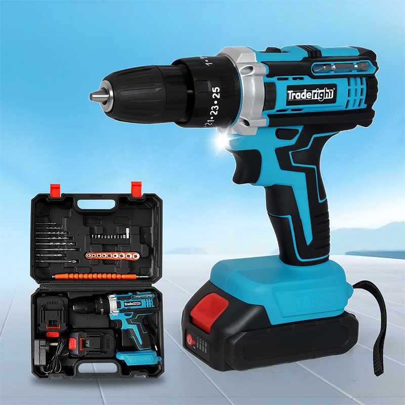 Traderight 2 Battery 21V Cordless Drill Combi Driver Electric Screwdriver Set