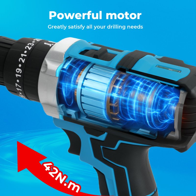 Traderight 2 Battery 21V Cordless Drill Combi Driver Electric Screwdriver Set