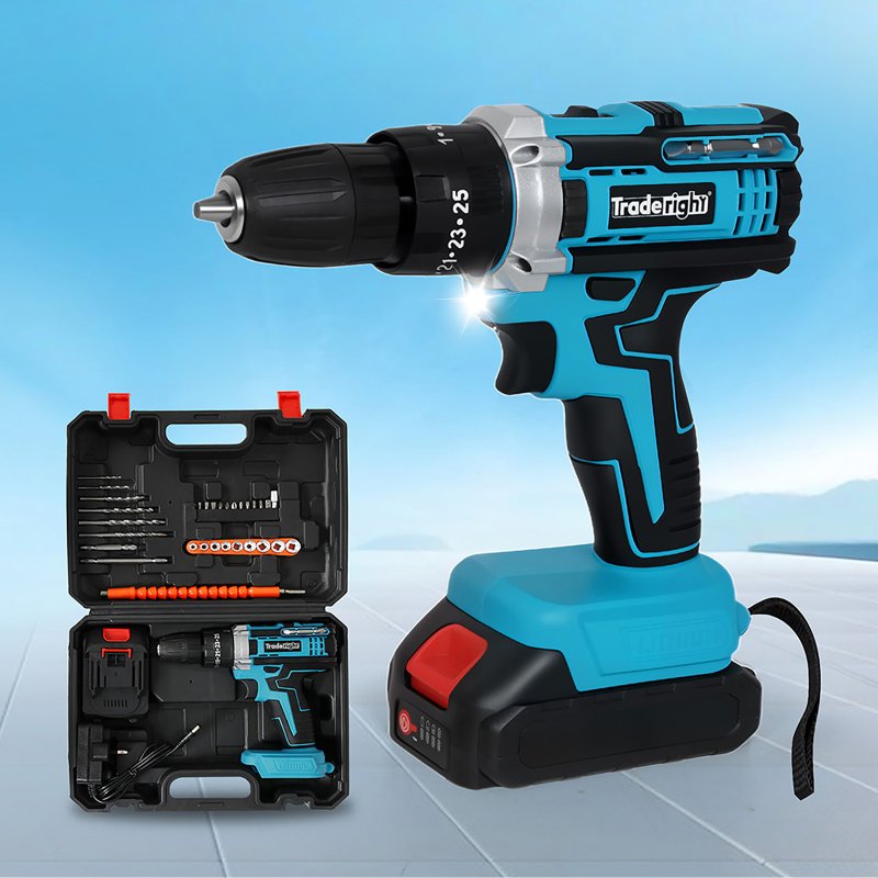 Traderight 21V Cordless Drill Combi Driver Electric Screwdriver Set 1 Battery