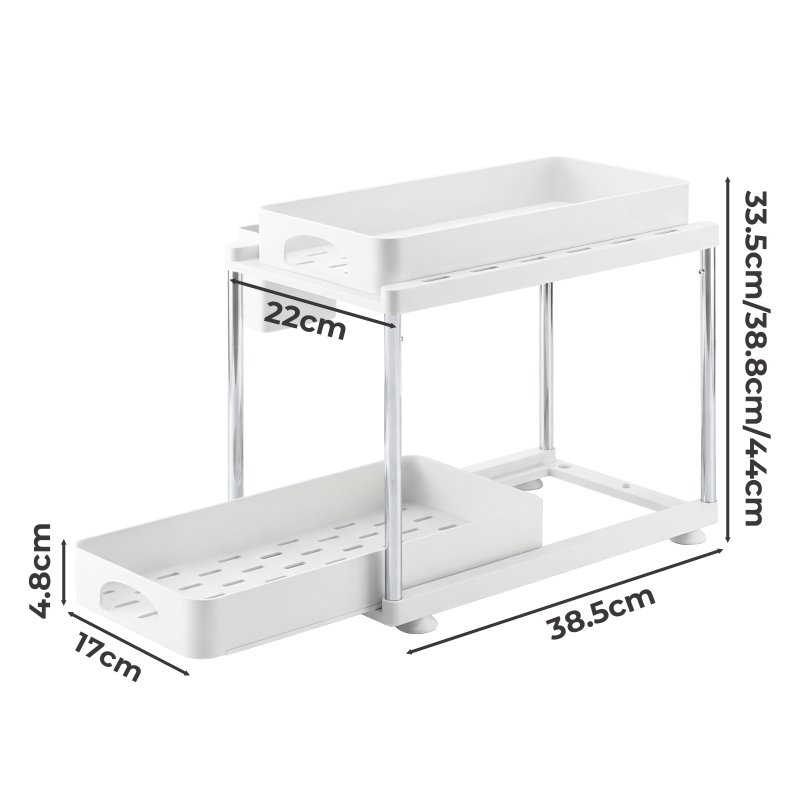 Toque Under Sink Organiser Two Slide-Out Drawers Kitchen Storage 2pcs White
