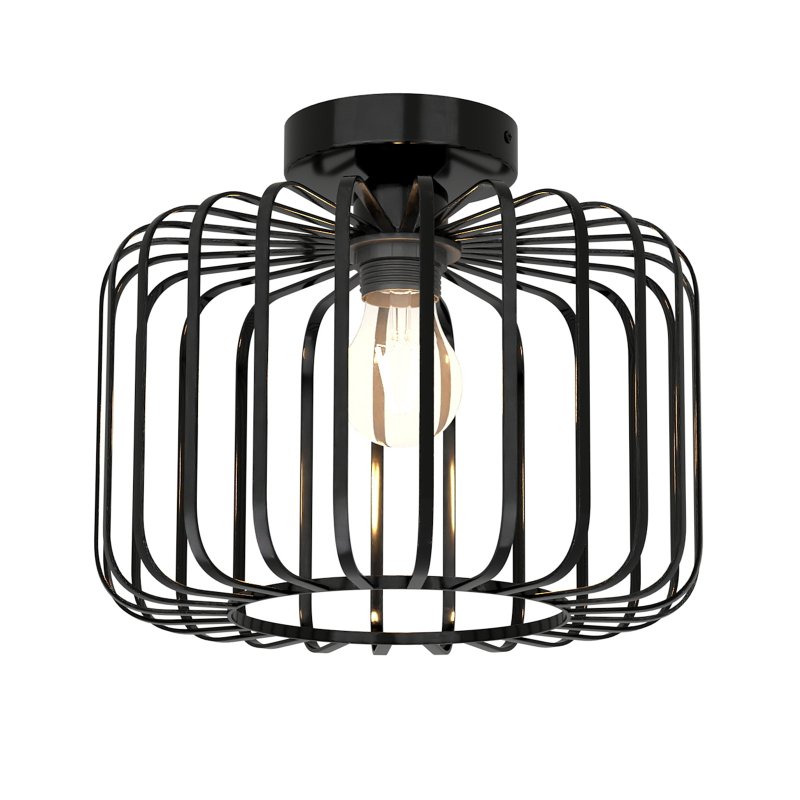 Emitto Ceiling Light Industrial Chandelier Metal Pendant Lamp Bedroom E27 Black
