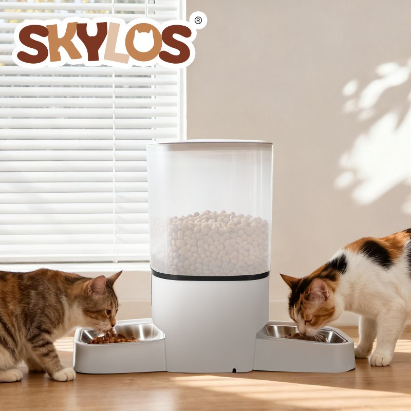 Skylos Dog Feeder Food Automatic Dispenser 6L Dual Bowl APP Timer Portal Contol