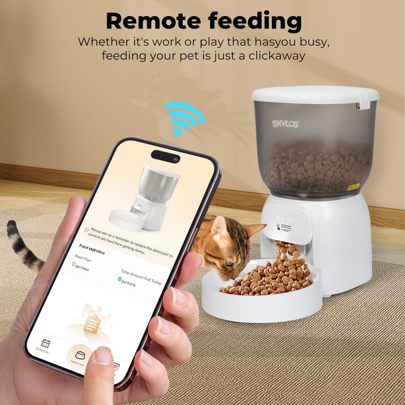 Skylos 4L Automatic Pet Feeder Wifi Auto Smart Dog Cat Food Dispenser Timer Feed