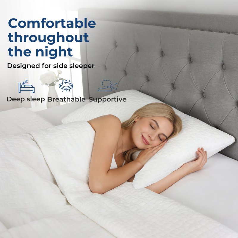 Lavio Side Sleeper Pillow Shreded Memory Foam Adjustable Comfort Bounce Back