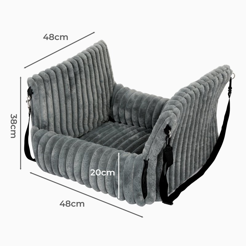 Skylos Dog Car Seat Booster Bed Carrier Memory Foam Travel Pet Seat Dark Grey