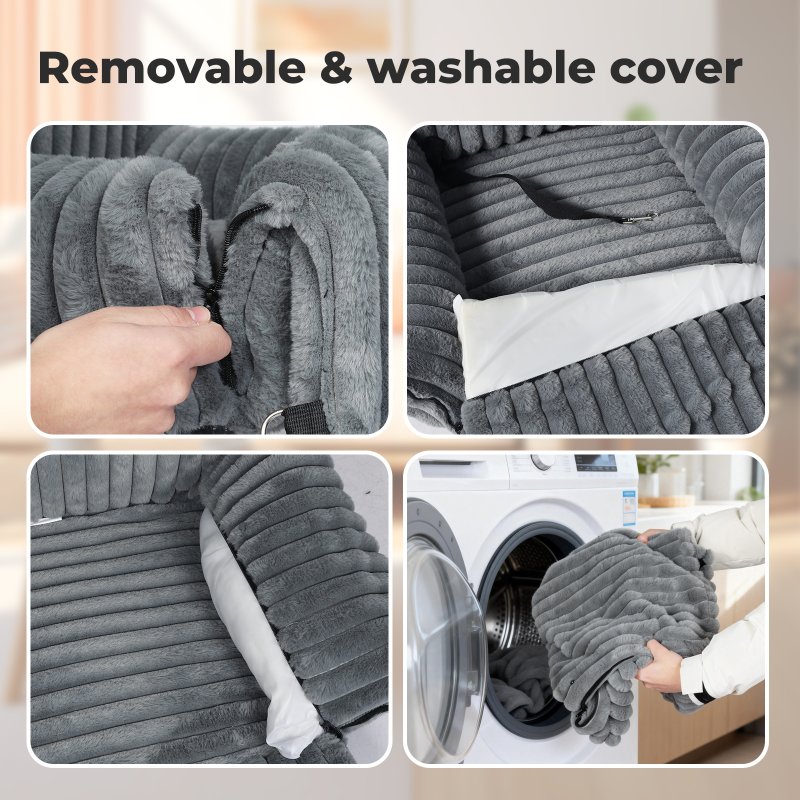 Skylos Dog Car Seat Booster Bed Carrier Memory Foam Travel Pet Seat Dark Grey