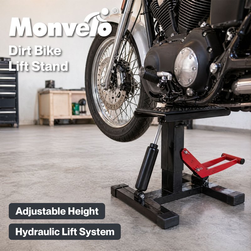 Monvelo Hydraulic Motorcycle Lift Stand Dirt Bike Repair Jack Adjustable Height