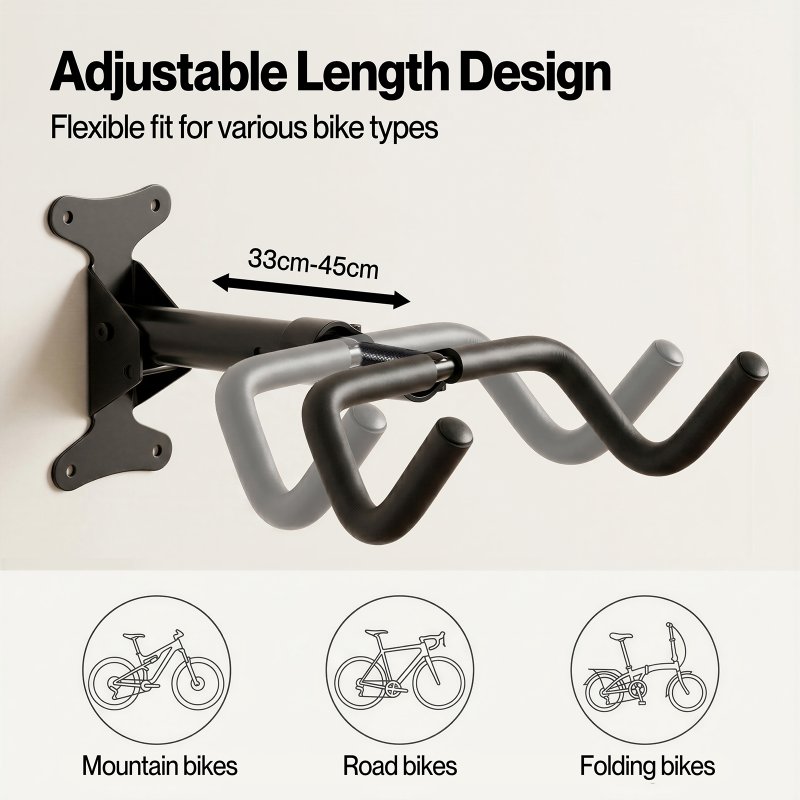MONVELO Bike Wall Mount Rack Foldable Bicycle Storage Hanger Holder Adjustable