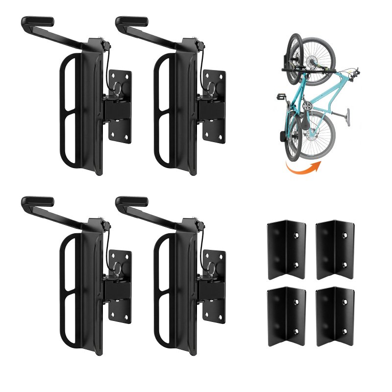 MONVELO Bike Rack Hook-mounted Parking Rack Swivel Wall Mount Bike Storage 4PCS