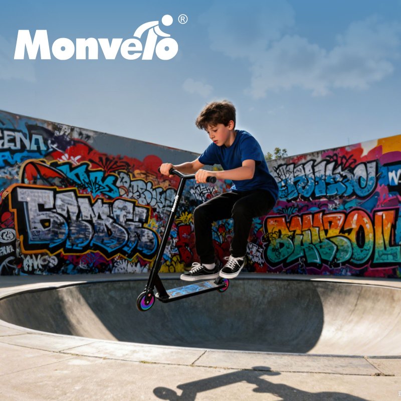 Monvelo Stunt Scooter for Kids Adult 360° Freestyle Trick Upgrade Metal Wheel