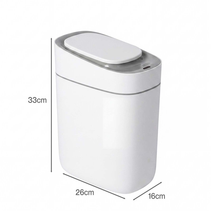 Toque Smart Trash Bin Slim Sensor Bathroom Bin With Lid Silent Open Close White