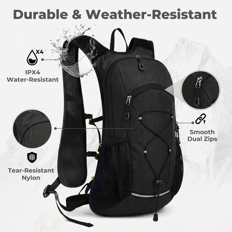 Swifto Hiking Backpack Foldable 20L Water Resistant Daypack Camping Black