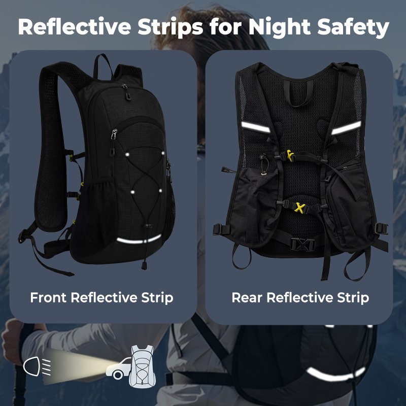Swifto Hiking Backpack Foldable 20L Water Resistant Daypack Camping Black