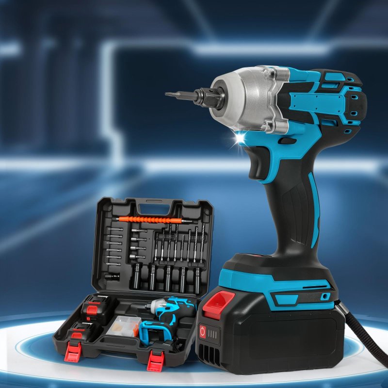 Traderight 21V Brushless Impact Wrench Drill 1/2" Rattle Gun 4.0Ah Battery Kit