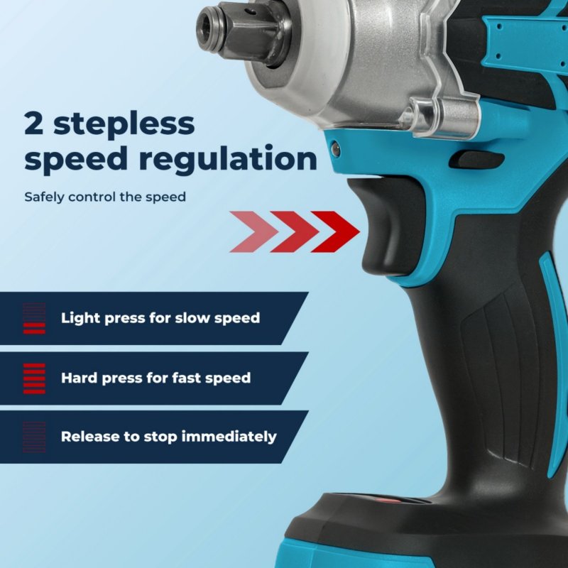 Traderight 21V Brushless Impact Wrench Drill 1/2" Rattle Gun 4.0Ah Battery Kit