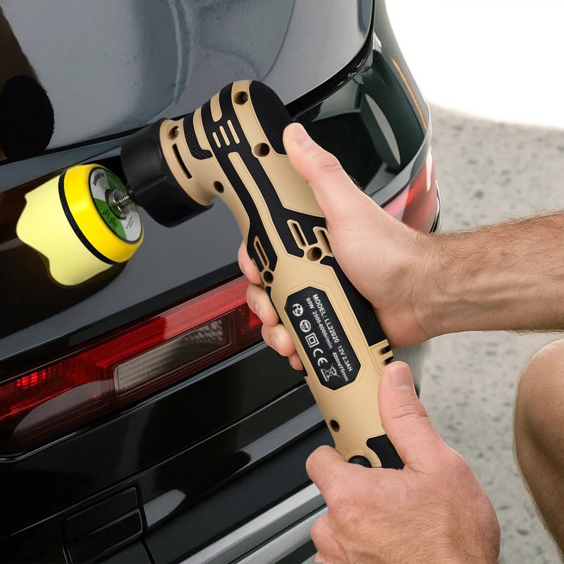 Traderight Cordless Car Polisher Buffer Mini Polishing Machine Dual Action 12V