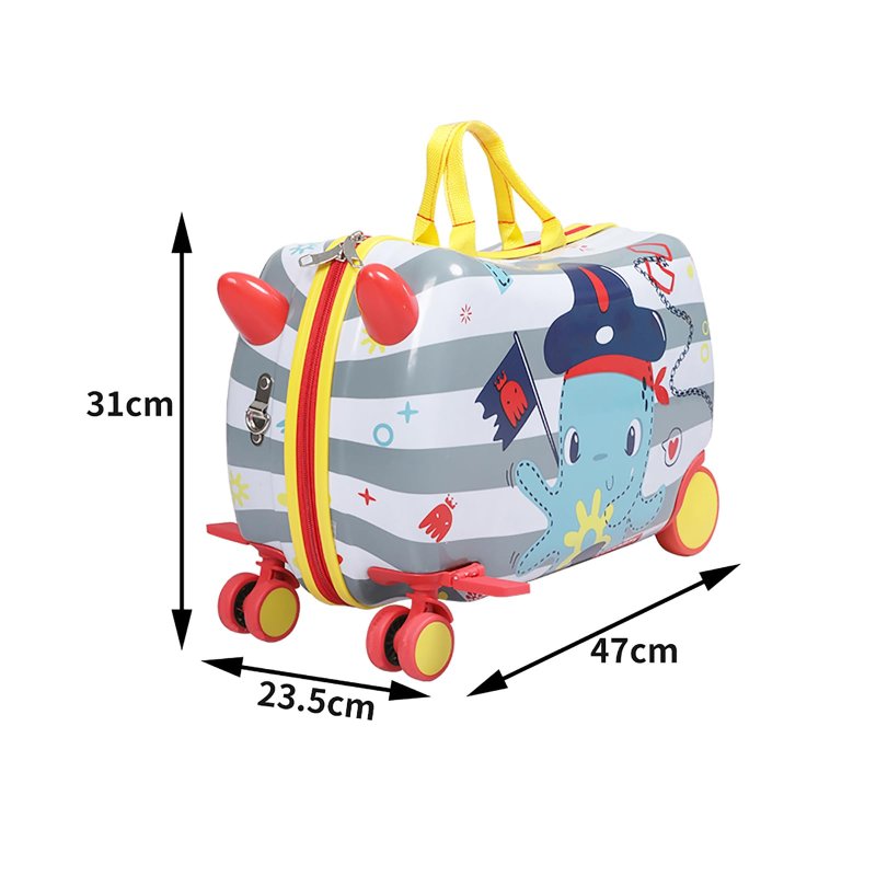 Dekko Kids Ride On Suitcase Children Travel Luggage Carry Bag Trolley