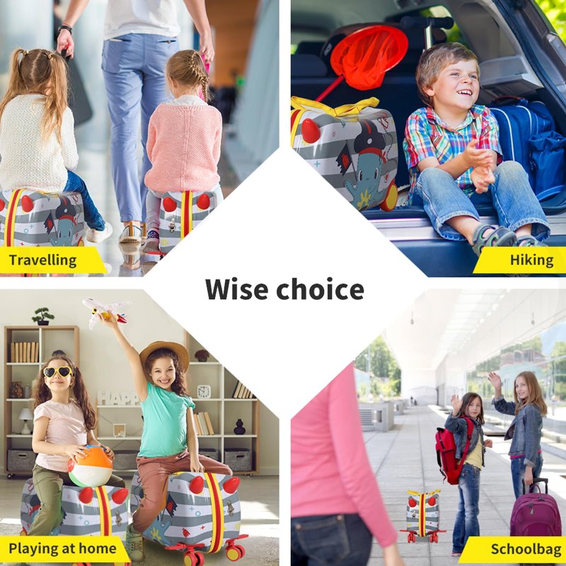 Dekko Kids Ride On Suitcase Children Travel Luggage Carry Bag Trolley