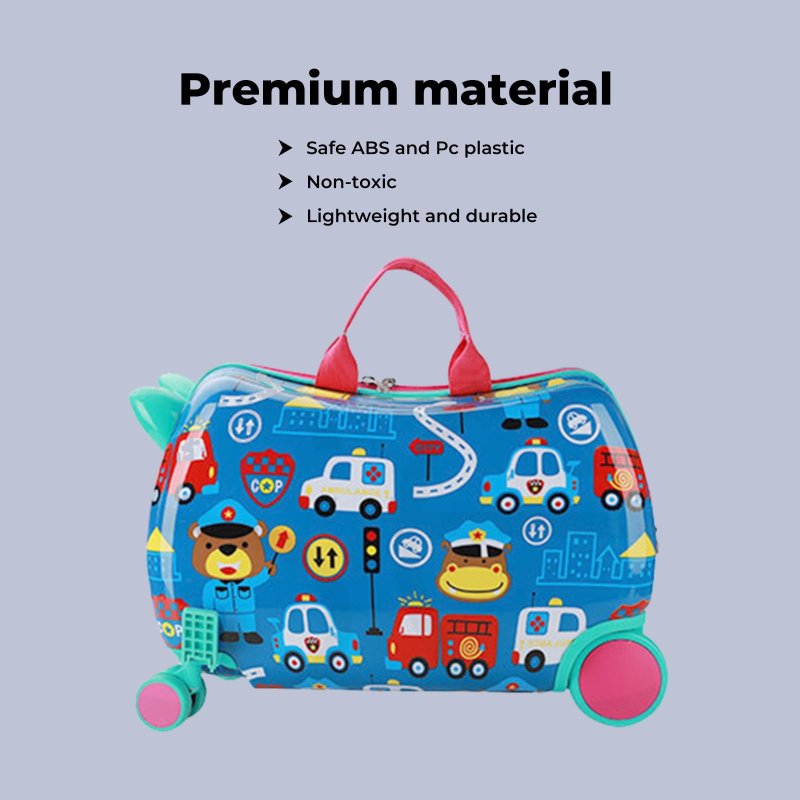 Dekko Kids Ride On Suitcase Children Travel Luggage Carry Bag Trolley