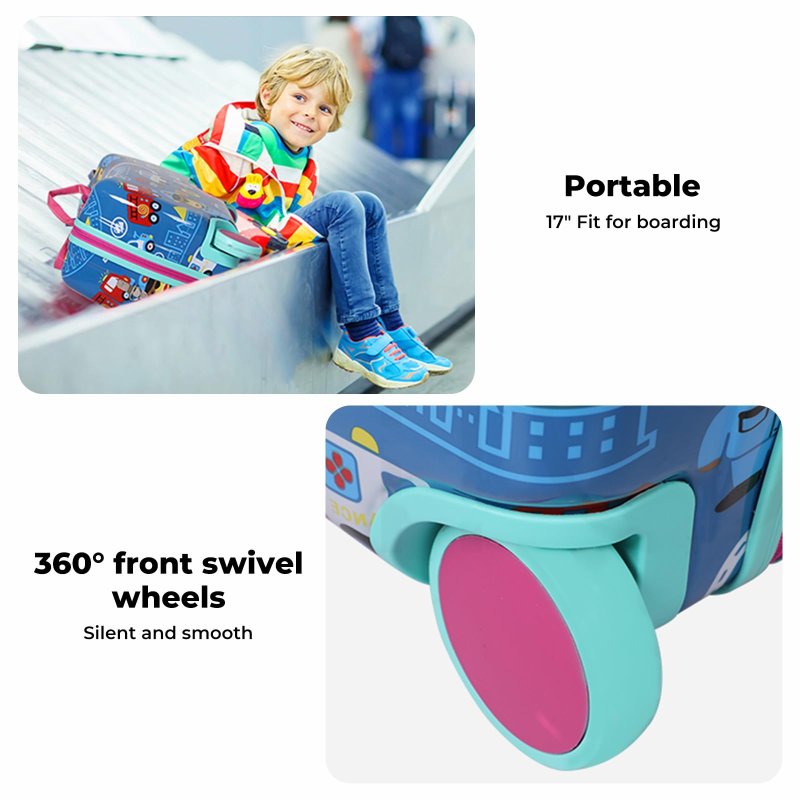 Dekko Kids Ride On Suitcase Children Travel Luggage Carry Bag Trolley