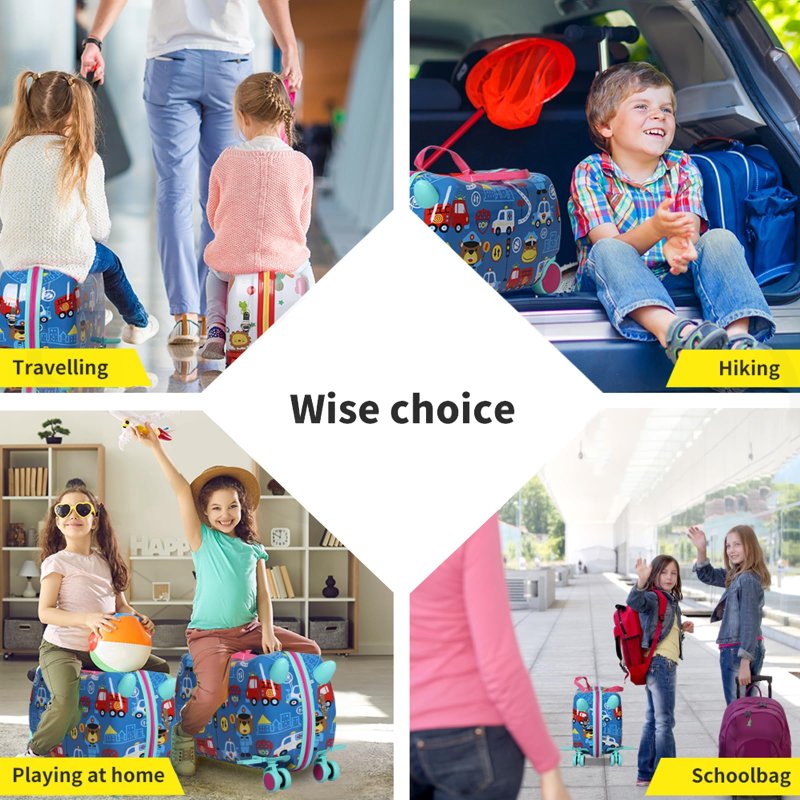 Dekko Kids Ride On Suitcase Children Travel Luggage Carry Bag Trolley