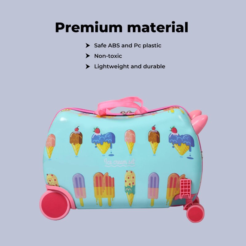Dekko Kids Ride On Suitcase Children Travel Luggage Carry Bag Trolley