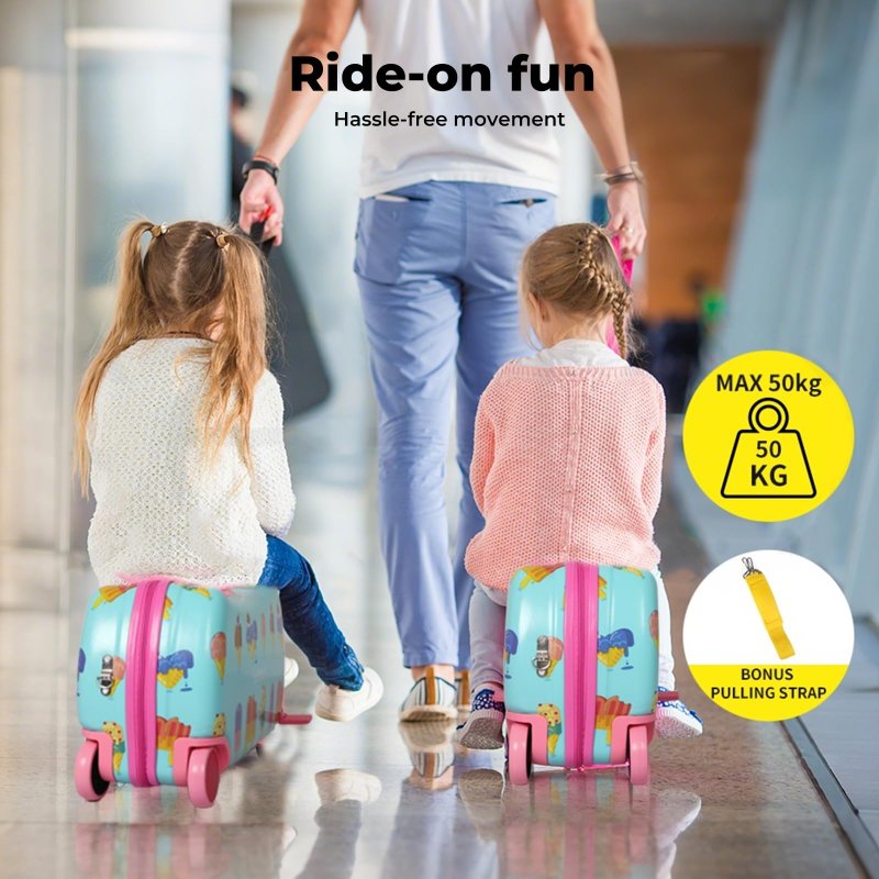 Dekko Kids Ride On Suitcase Children Travel Luggage Carry Bag Trolley