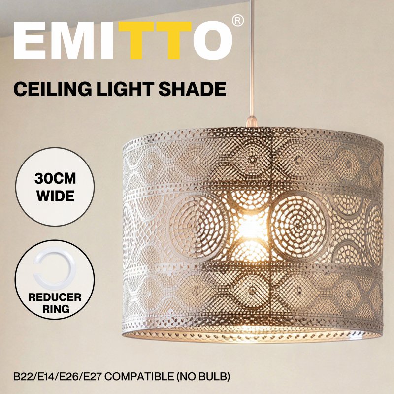 Emitto Ceiling Light Shade Moroccan Style Silver Chrome Pendant Shade Lamp Decor