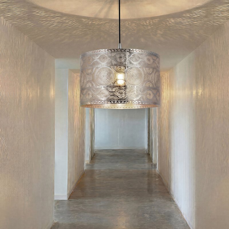 Emitto Ceiling Light Shade Moroccan Style Silver Chrome Pendant Shade Lamp Decor