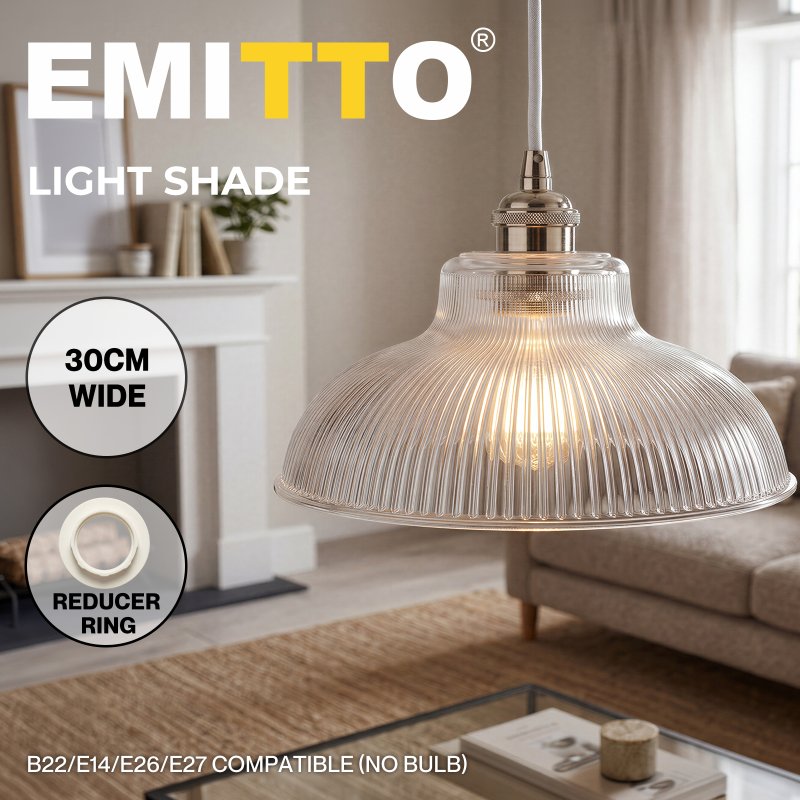 Emitto Ceiling Light Shade Pendant Glass Lamp Bistro Adjustable Clear Color