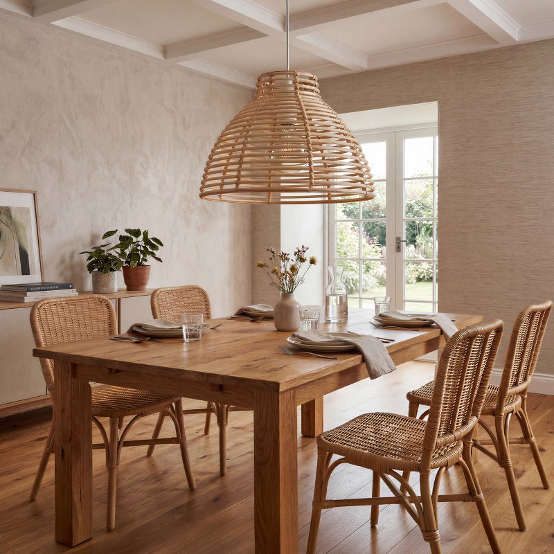 Emitto Ceiling Light Shade Wicker Basket Style Plastic Lampshade Pendant 2PCS