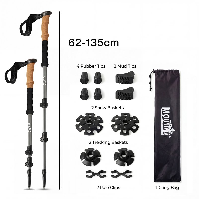 Mountview Trekking Poles Aluminum 7075-T6 Lightweight Hiking Sticks 2 PCS