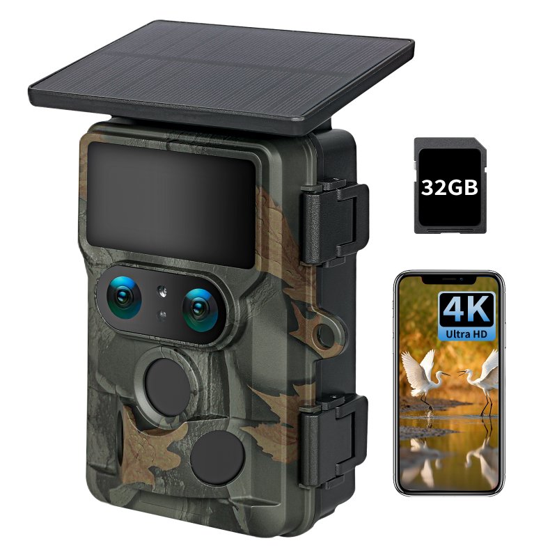 Centra Solar Trail Camera 4K Dual Lens WiFi Bluetooth Night Vision 32GB Card