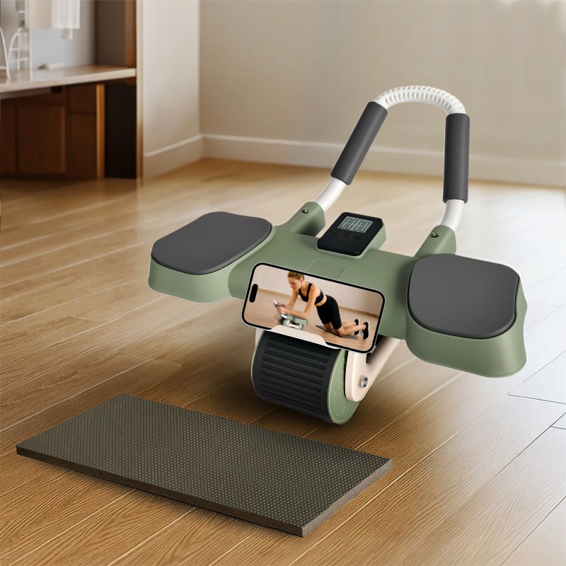 Centra Ab Roller with Auto Rebound Elbow & Knee Support LCD Timer Core Trainer