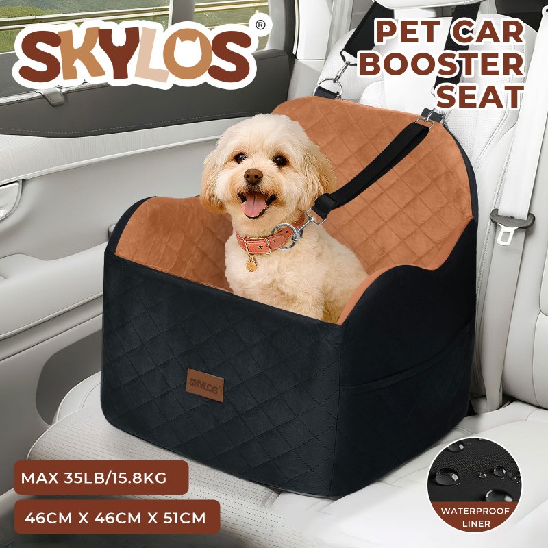 Skylos Dog Booster Car Seat Portable Pet Puppy Travel Carrier Bed Basket Brown